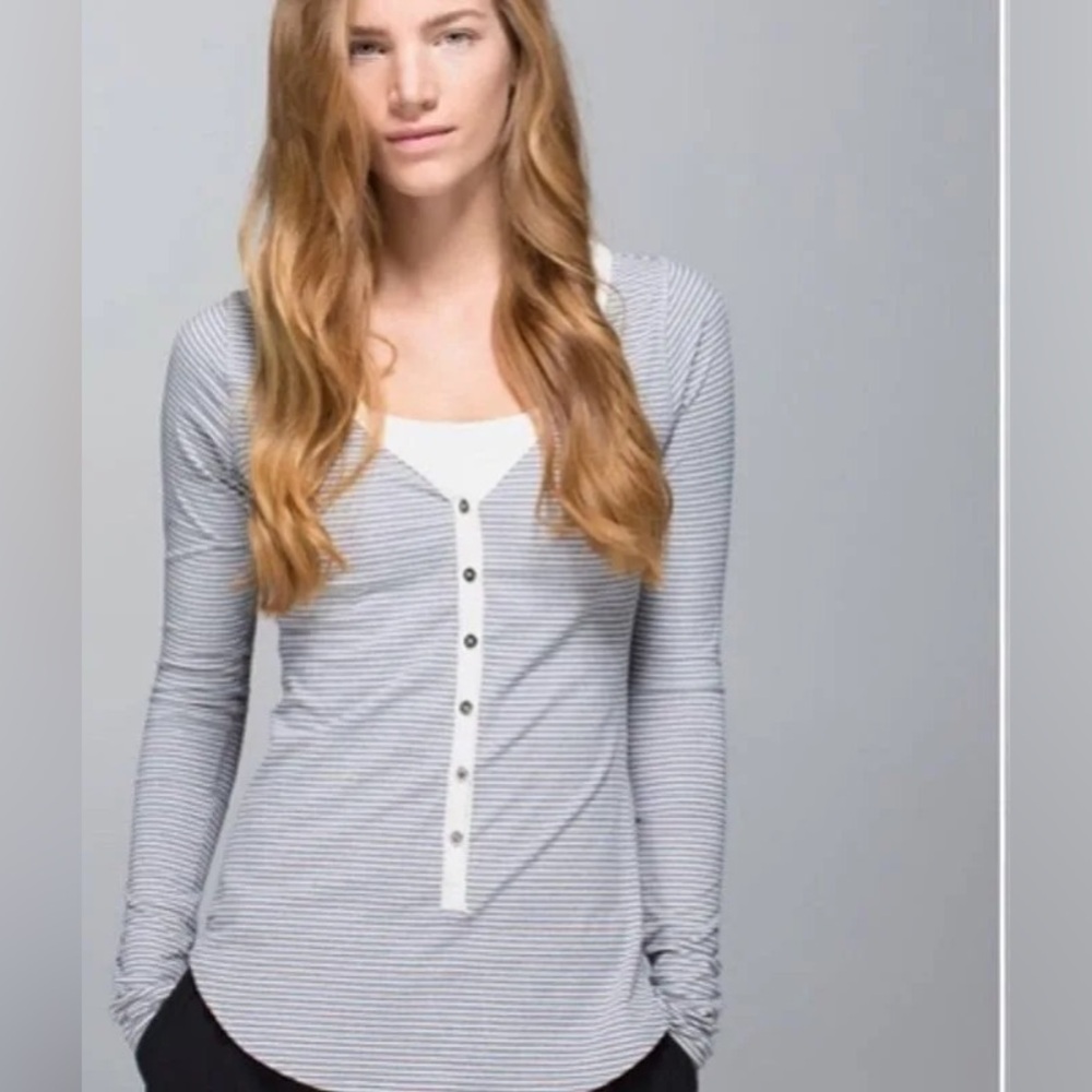 lululemon athletica Lululemon Awesoma Henley Striped Shirt - Women